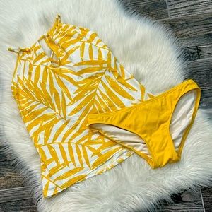 Carmen Marc Valvo Yellow Floral Tankini Swimsuit